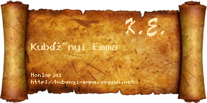 Kubányi Emma névjegykártya